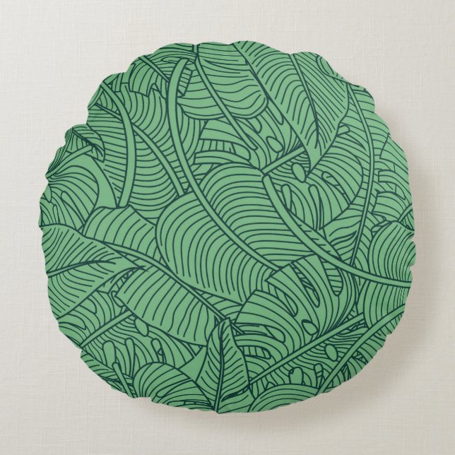 Floral seamless pattern with leaves. tropical back round cushion (Front)