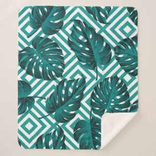 Floral seamless pattern with leaves. tropical back sherpa blanket