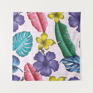 Floral seamless pattern with leaves. tropical back tapestry