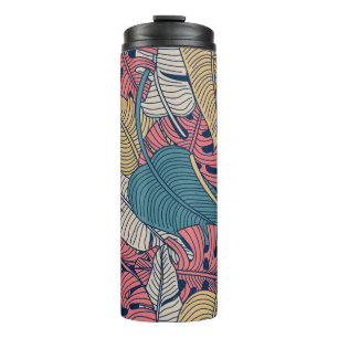 Floral seamless pattern with leaves. tropical back thermal tumbler