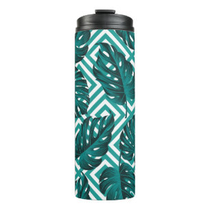 Floral seamless pattern with leaves. tropical back thermal tumbler