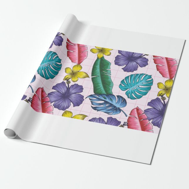 Floral seamless pattern with leaves. tropical back wrapping paper (Unrolled)