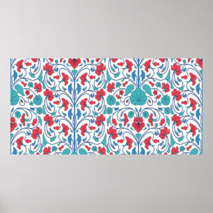 Floral seamless pattern with nasturtium flowers. A Poster