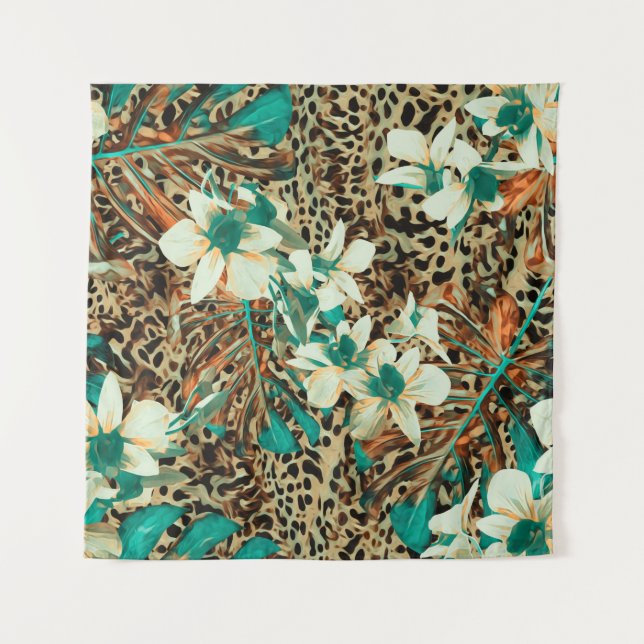 Floral seamless pattern with orchids tapestry (Front)