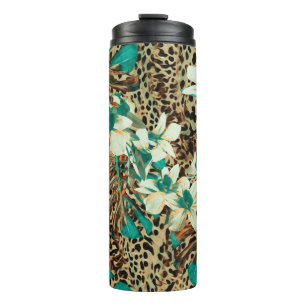 Floral seamless pattern with orchids thermal tumbler