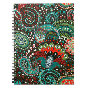 Floral seamless pattern with paisley elements notebook