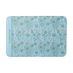 Floral seamless pattern with personalised name bath mat