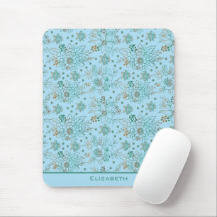 Floral seamless pattern with personalised name mouse pad