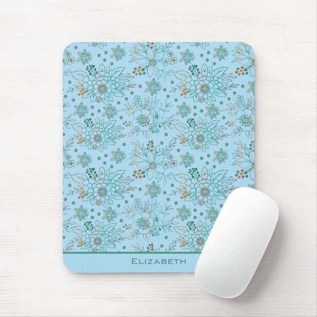 Floral seamless pattern with personalised name  mouse pad (With Mouse)