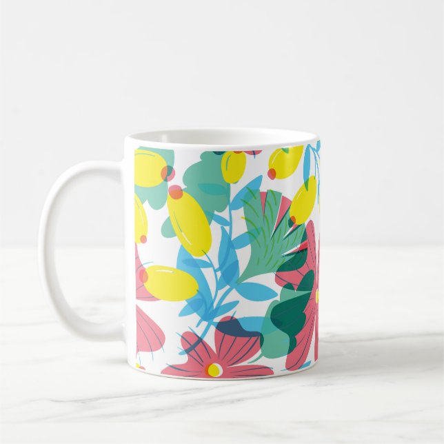 Floral seamless pattern with tranparency elements. coffee mug (Left)