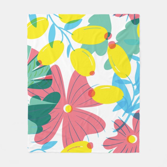 Floral seamless pattern with tranparency elements. fleece blanket (Front)