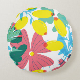 Floral seamless pattern with tranparency elements. round cushion