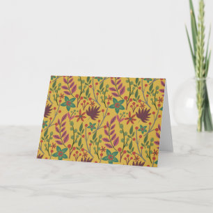Floral seamless pattern yellow flowers and leaves card
