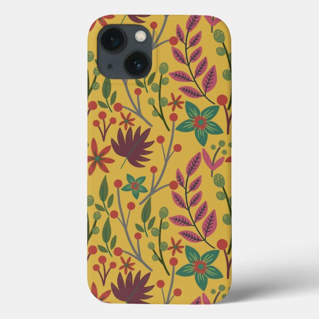 Floral seamless pattern yellow flowers and leaves Case-Mate iPhone case (Back)