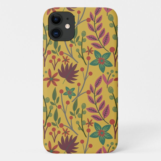 Floral seamless pattern yellow flowers and leaves Case-Mate iPhone case (Back)