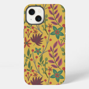 Floral seamless pattern yellow flowers and leaves iPhone 13 case