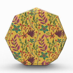 Floral seamless pattern yellow flowers and leaves photo block