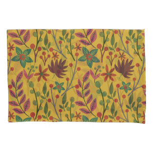 Floral seamless pattern yellow flowers and leaves pillowcase