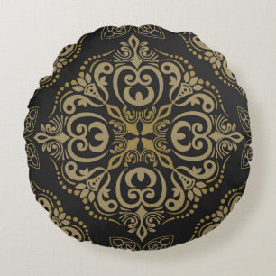 Floral seamless, vintage, botanical design. round cushion