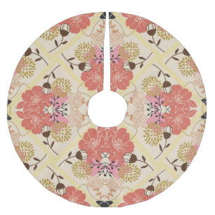 Floral seamless vintage pattern design. brushed polyester tree skirt