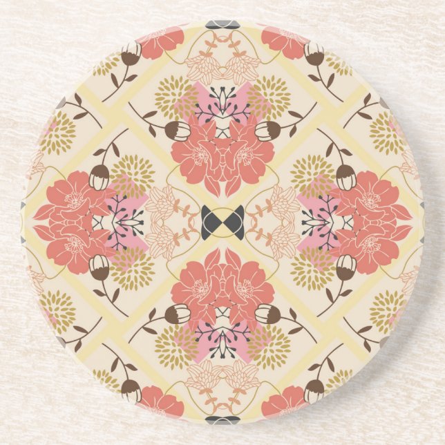 Floral seamless vintage pattern design. coaster (Front)