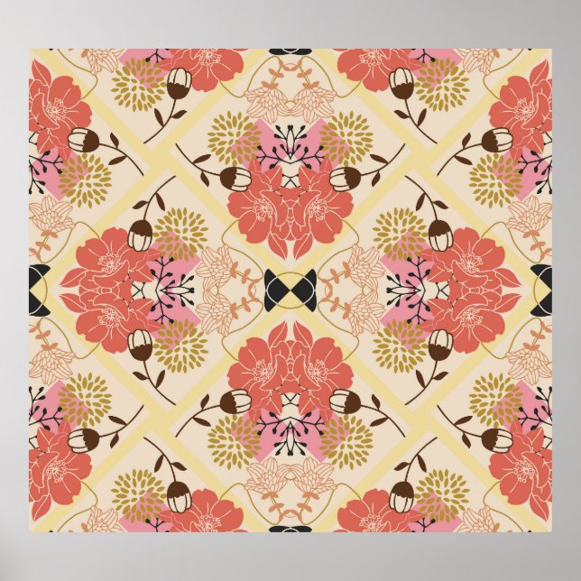 Floral seamless vintage pattern design. poster (Front)