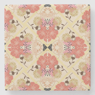 Floral seamless vintage pattern design. stone coaster