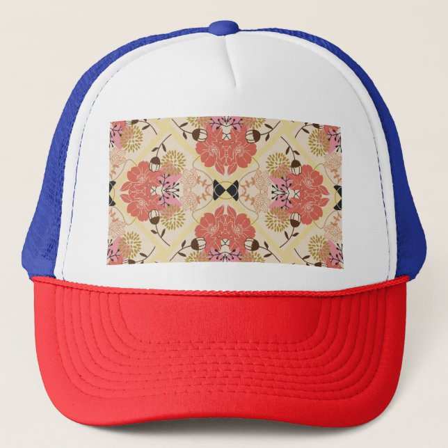 Floral seamless vintage pattern design. trucker hat (Front)
