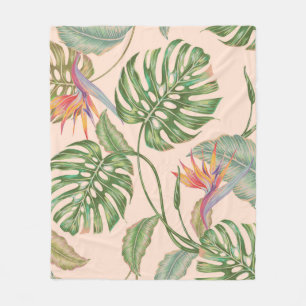 Floral seamless vintage tropical pattern backgroun fleece blanket