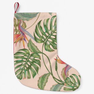 Floral seamless vintage tropical pattern backgroun small christmas stocking