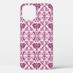 Floral seamless wallpaper rose bouqet pink and bla iPhone 12 case