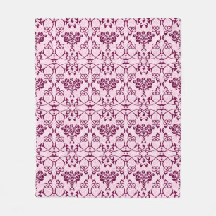 Floral seamless wallpaper rose bouqet pink and bla fleece blanket