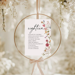 Floral Seating Chart Card Table Eighteen
