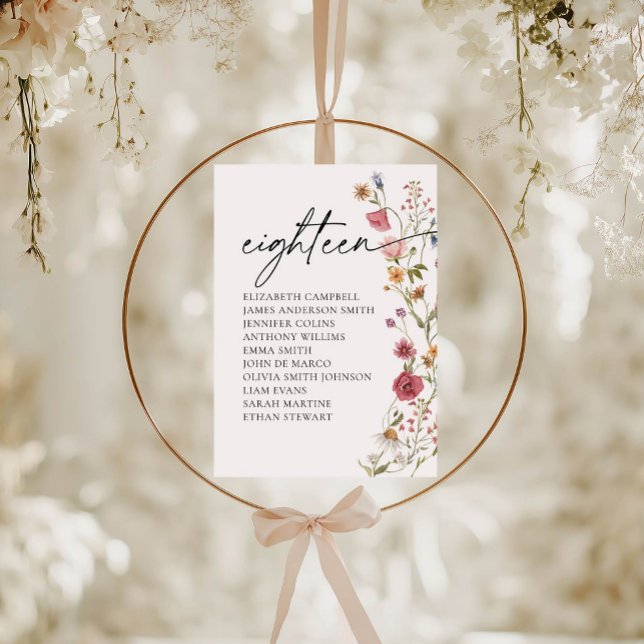 Floral Seating Chart Card | Table Eighteen (Creator Uploaded)