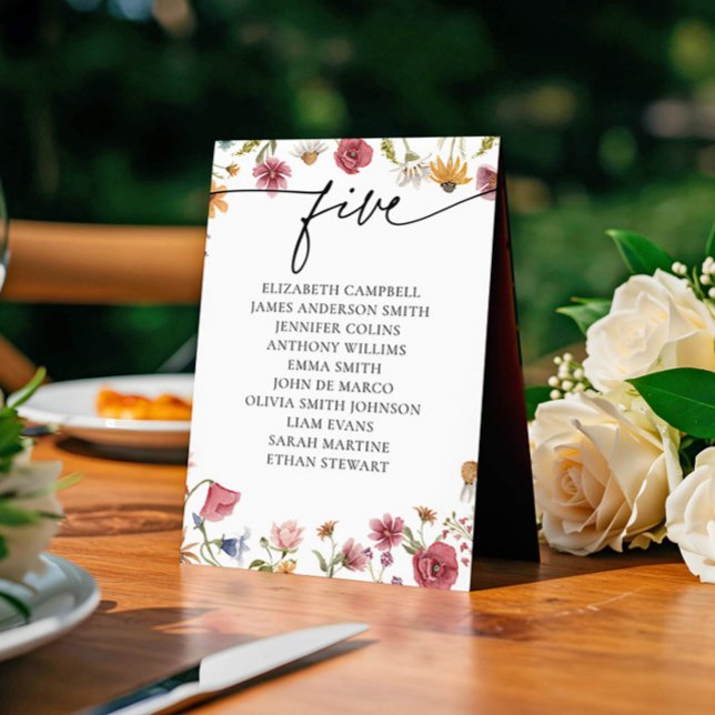Floral Seating Chart Card | Table Five (Creator Uploaded)