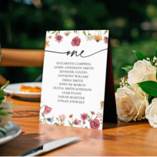 Floral Seating Chart Card Table One