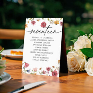 Floral Seating Chart Card Table Seventeen