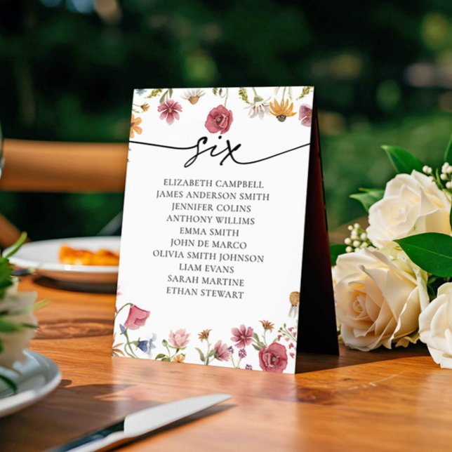 Floral Seating Chart Card | Table Six (Creator Uploaded)