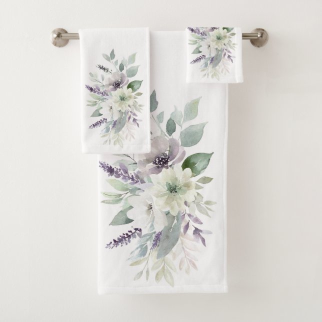 Floral Serenity Bath Towel Trio (Insitu)