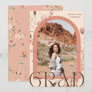 Floral Serenity: Boho Arch Frame Graduation Photo Announcement