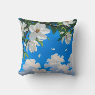 Floral Series Throw Pillow —  White Magnolia