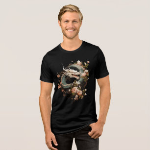 Floral Serpent Dragon Fantasy Art Tri-Blend Shirt