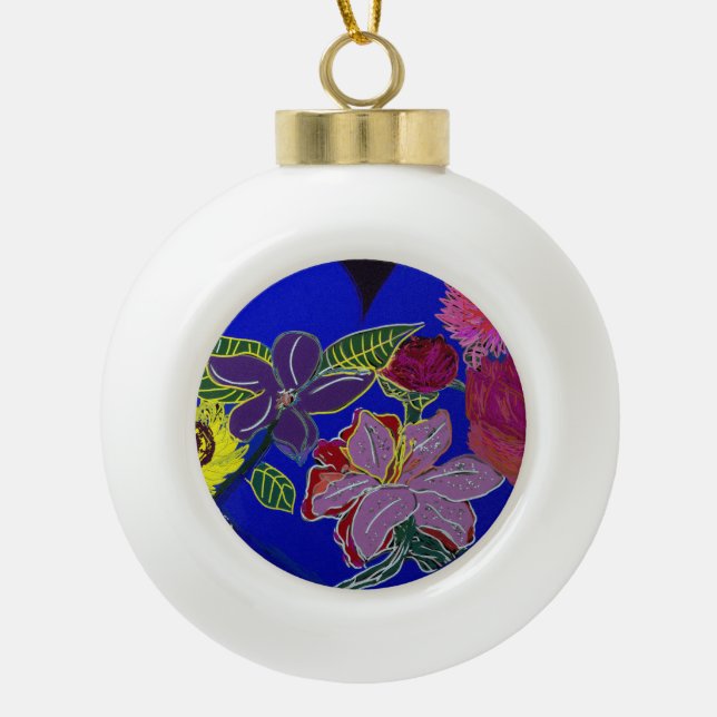 Floral Sessions  Ceramic Ball Christmas Ornament (Front)