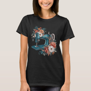 Floral Sewing Machine Flower Seamstress Sewer Hobb T-Shirt