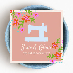 Floral Sewing Machine Seamstress Calling Card