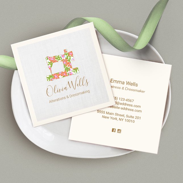 Floral Sewing Machine Seamstress Calling Card (Creator Uploaded)