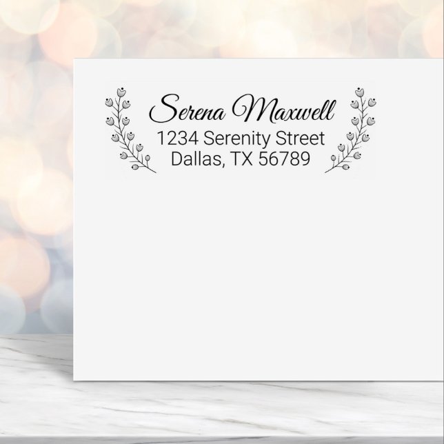 Floral Shaded Wreath Frame Address Self-inking Stamp (Creator Uploaded)