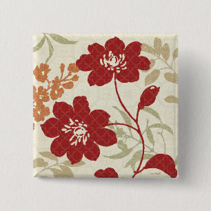 Floral Shadows in Red and Orange 15 Cm Square Badge