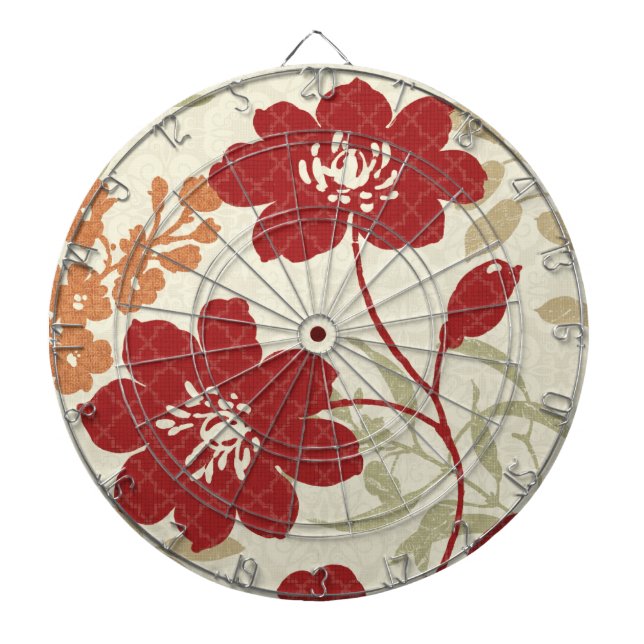 Floral Shadows in Red and Orange Dartboard (Front)