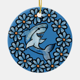 Floral Shark                                       Ceramic Ornament
